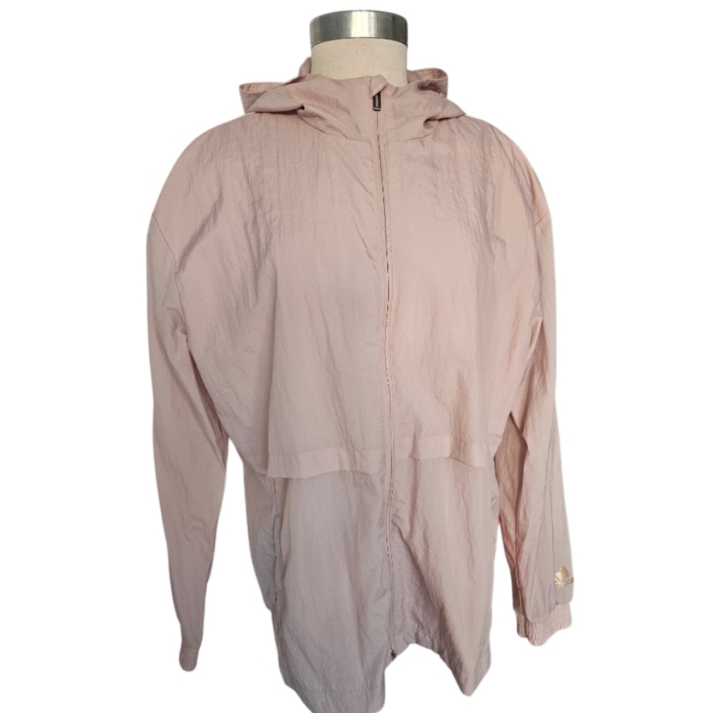 Adidas Women's Beige Windbreaker  Hooded Jacket - Picture 3 of 16